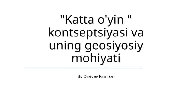 Buyuk O'yin Merosi 1