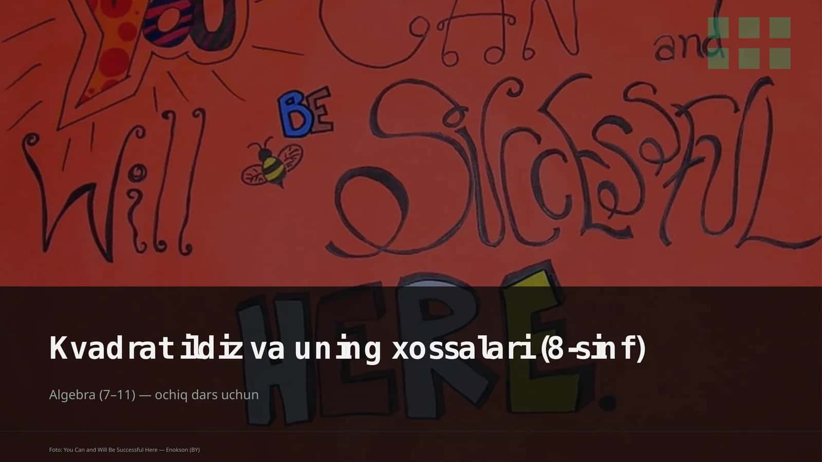 Kvadrat ildiz va uning xossalari (8-sinf) 1