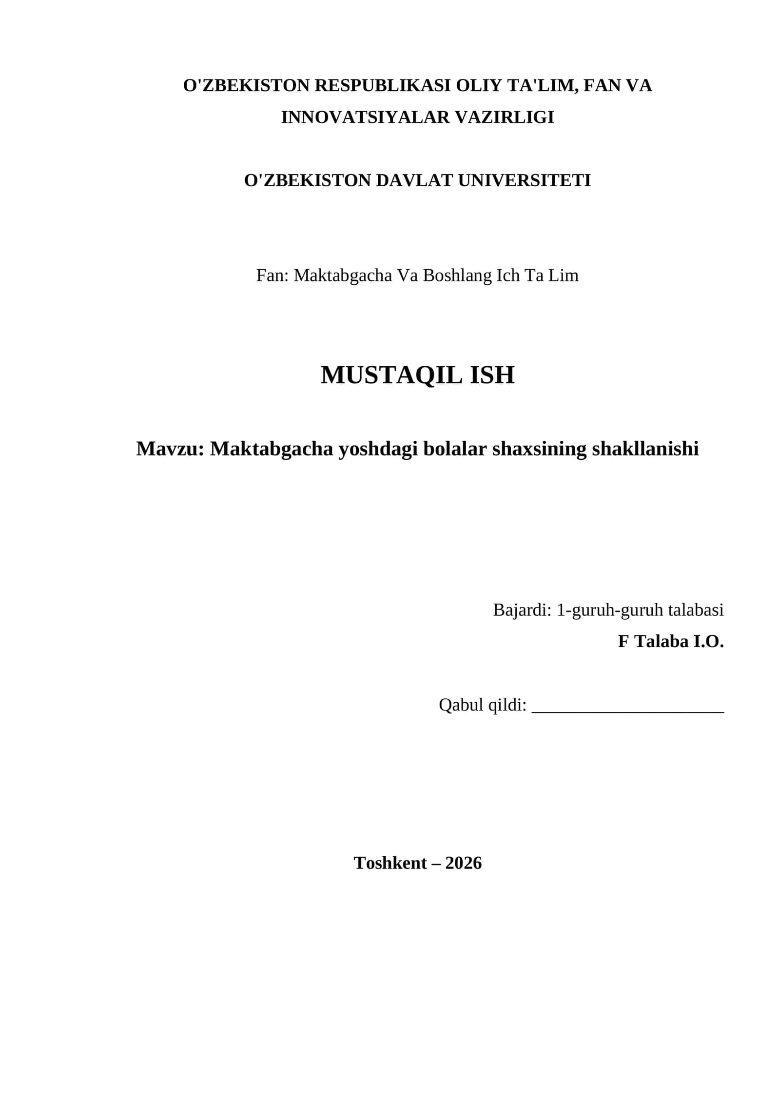 Maktabgacha yoshdagi bolalar shaxsining shakllanishi 1