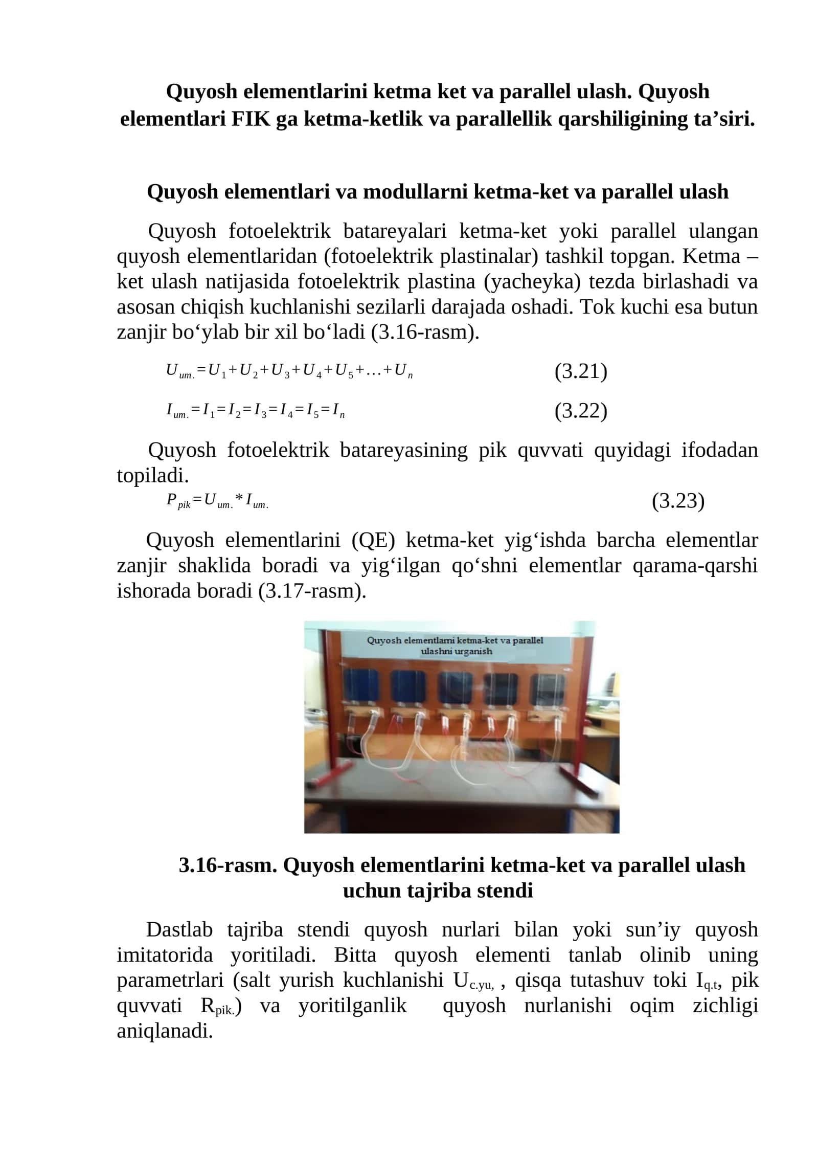 Quyosh elementlari va modullarni ketma-ket va parallel ulash 1