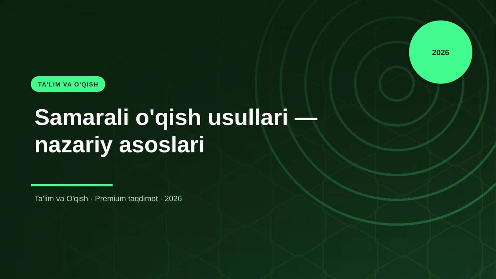 Samarali o'qish usullari — nazariy asoslari 1