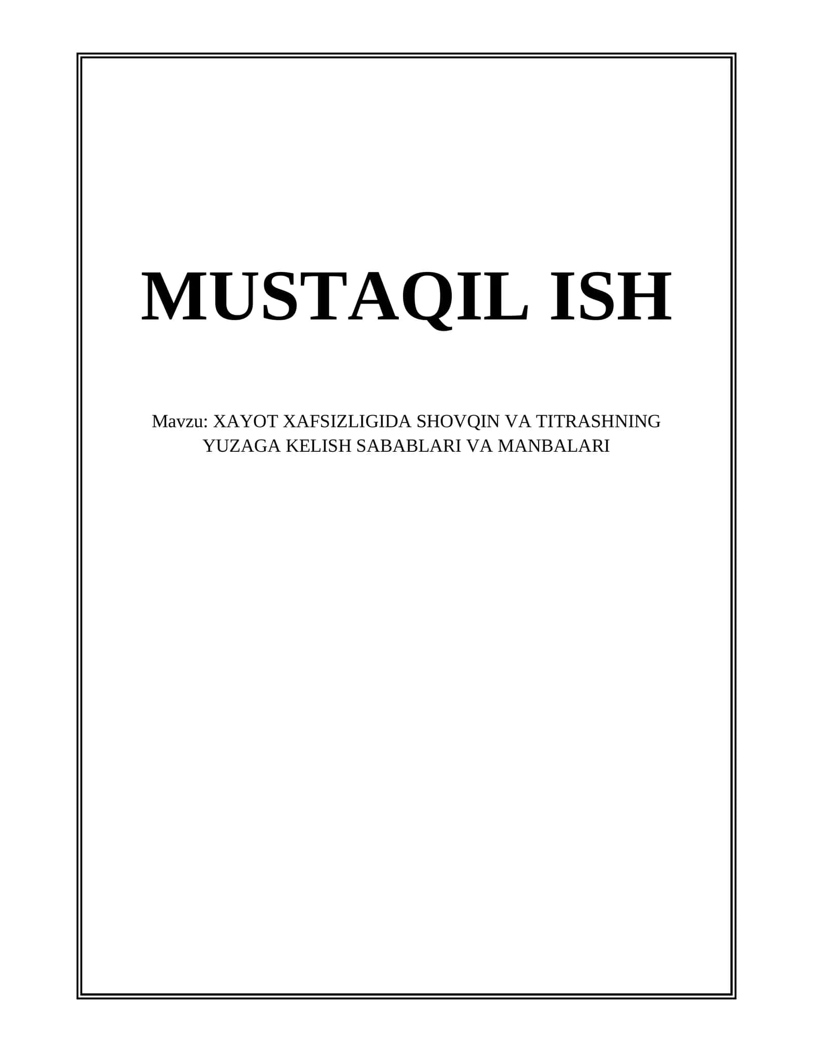 XAYOT XAFSIZLIGIDA SHOVQIN VA TITRASHNING YUZAGA KELISH SABABLARI VA MANBALARI 1