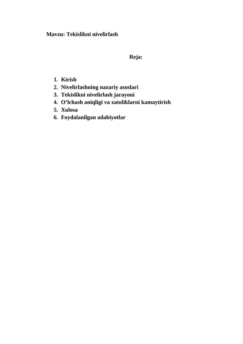 Tekislikni nivelirlash 1