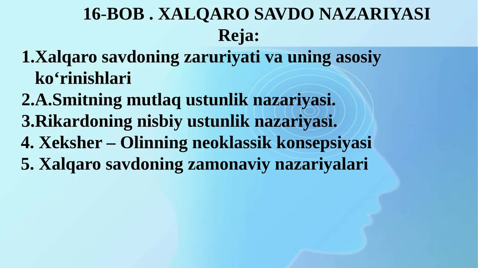 XALQARO SAVDO NAZARIYASI 1