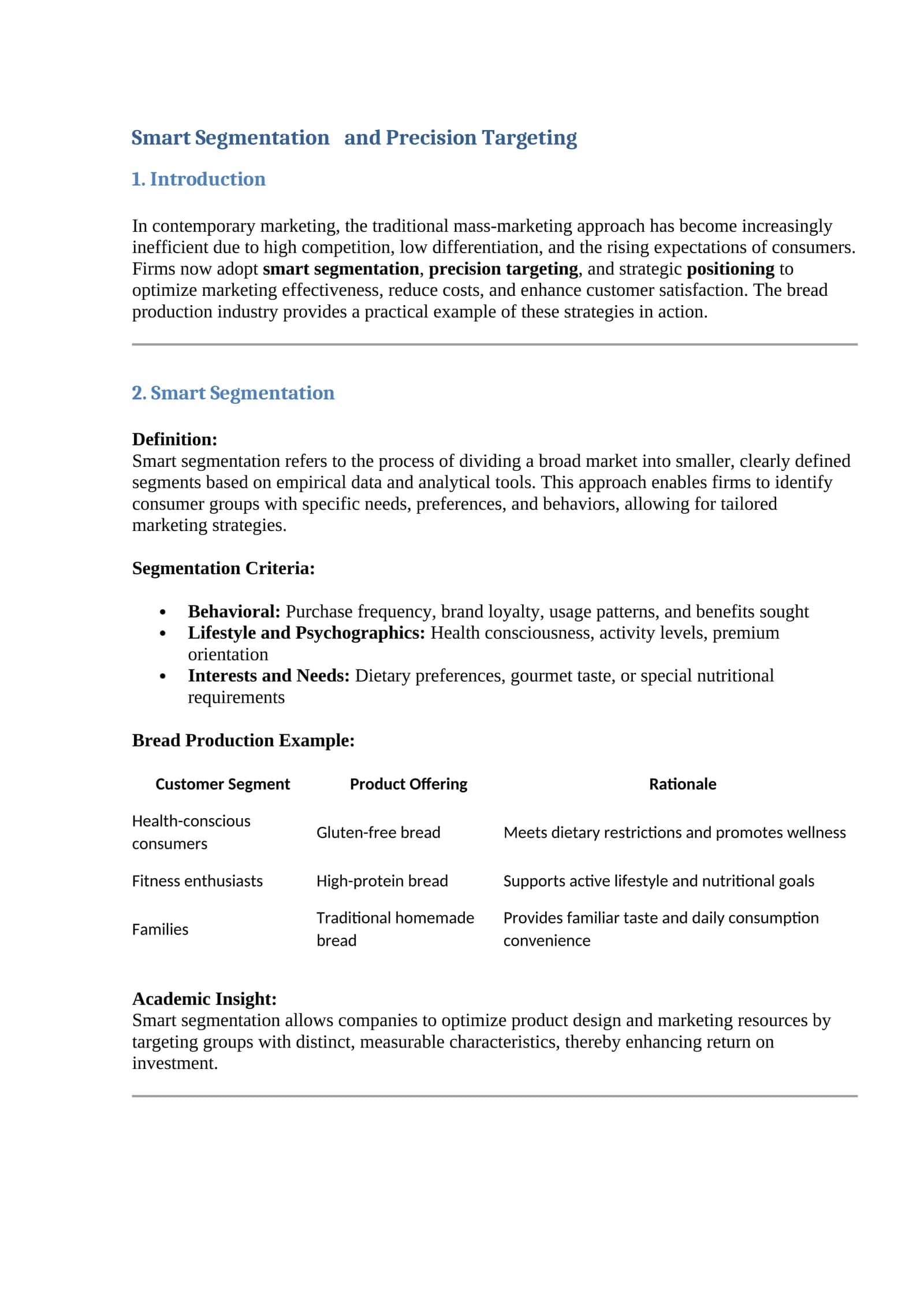 Smart Segmentation and Precision Targeting 1