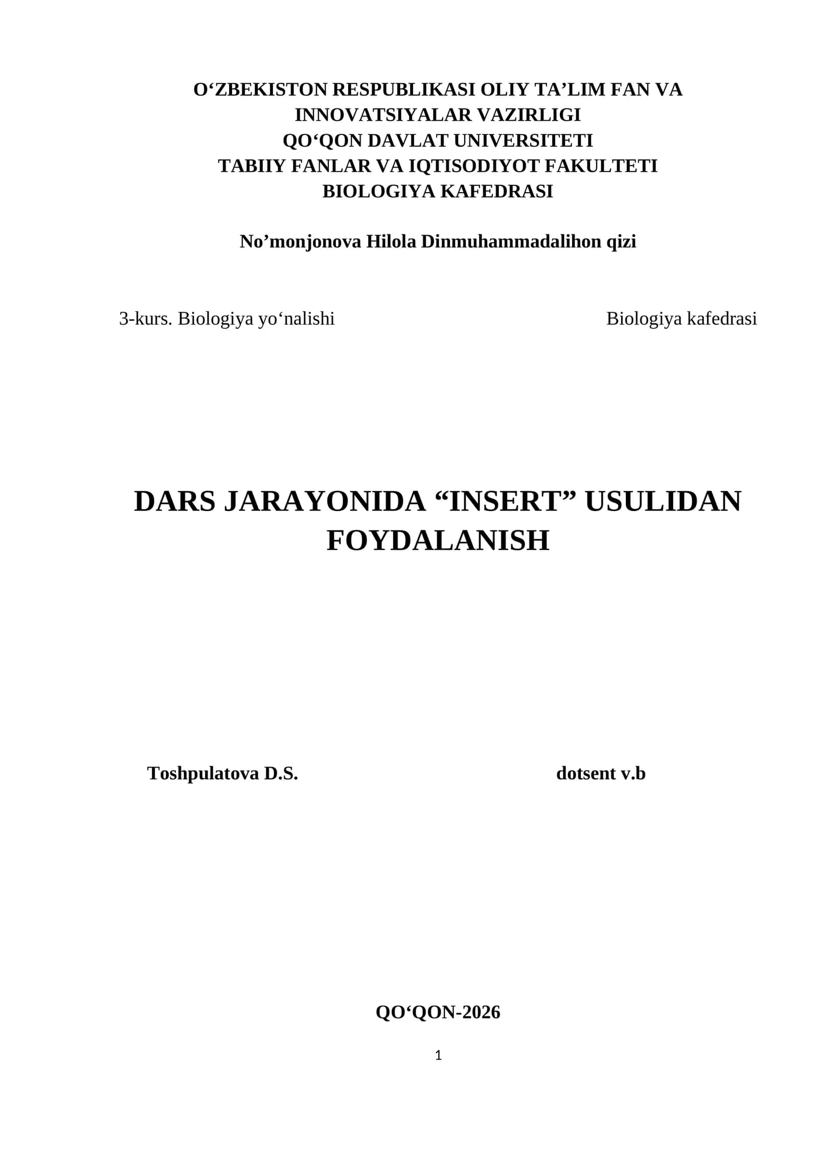 No’monjonova Hilola Dinmuhammadalihon qizi 1