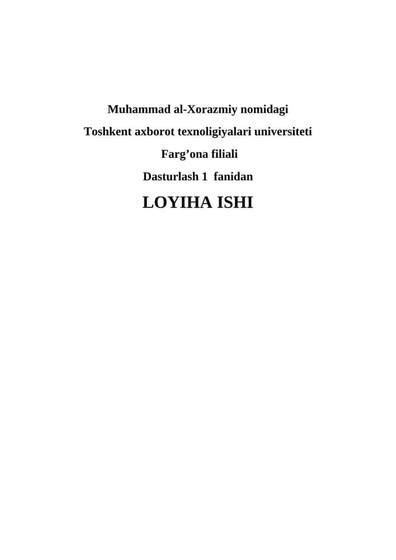 Dasturlash 1 loyiha 1