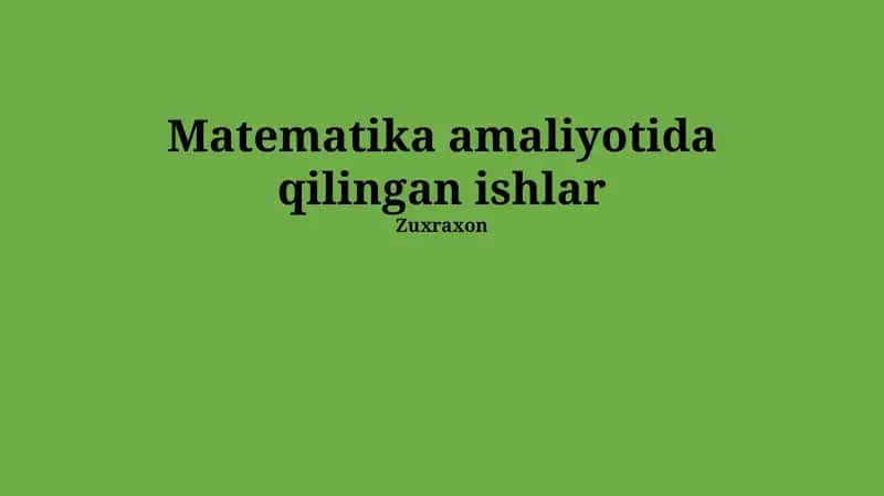 Amaliy Matematika Ishining Ahamiyati 1
