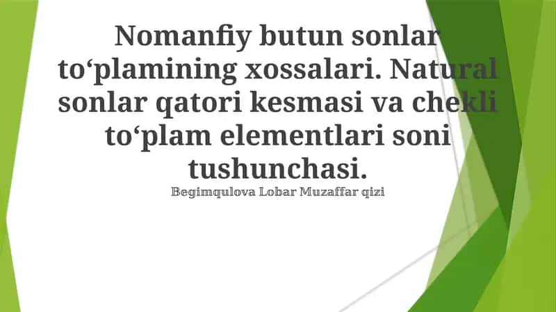 Nomanfiy butun sonlar toʻplami 1