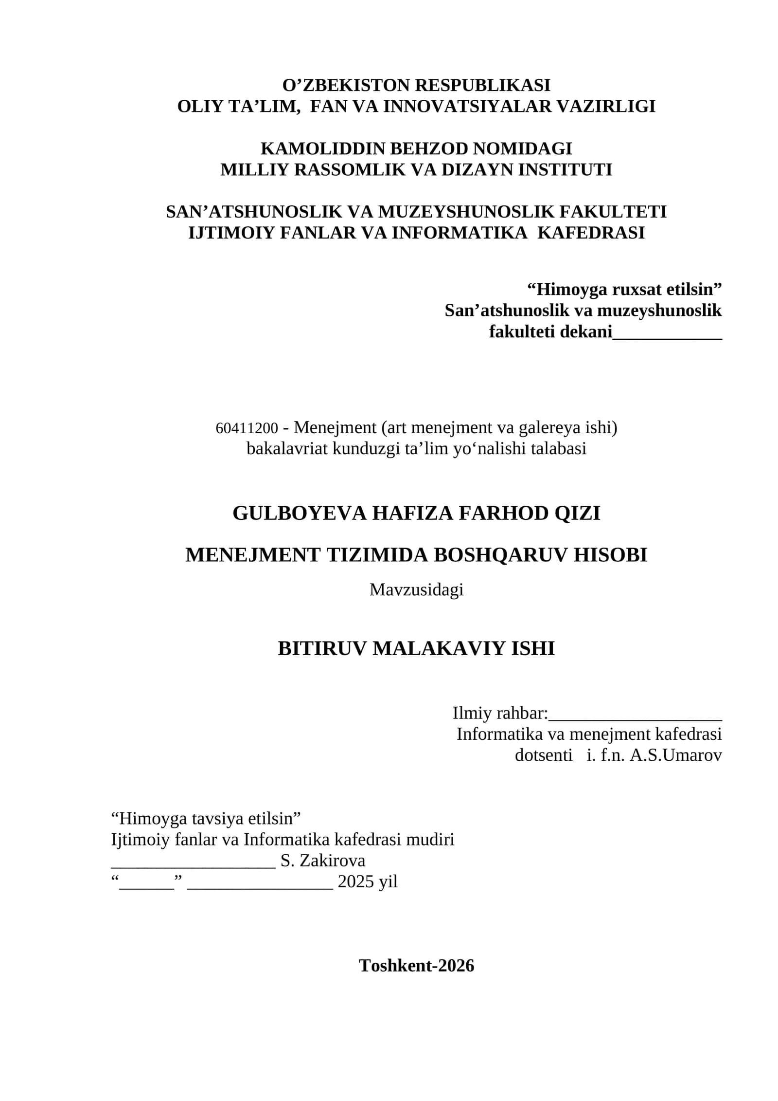 MENEJMENT TIZIMIDA BOSHQARUV HISOBI 1