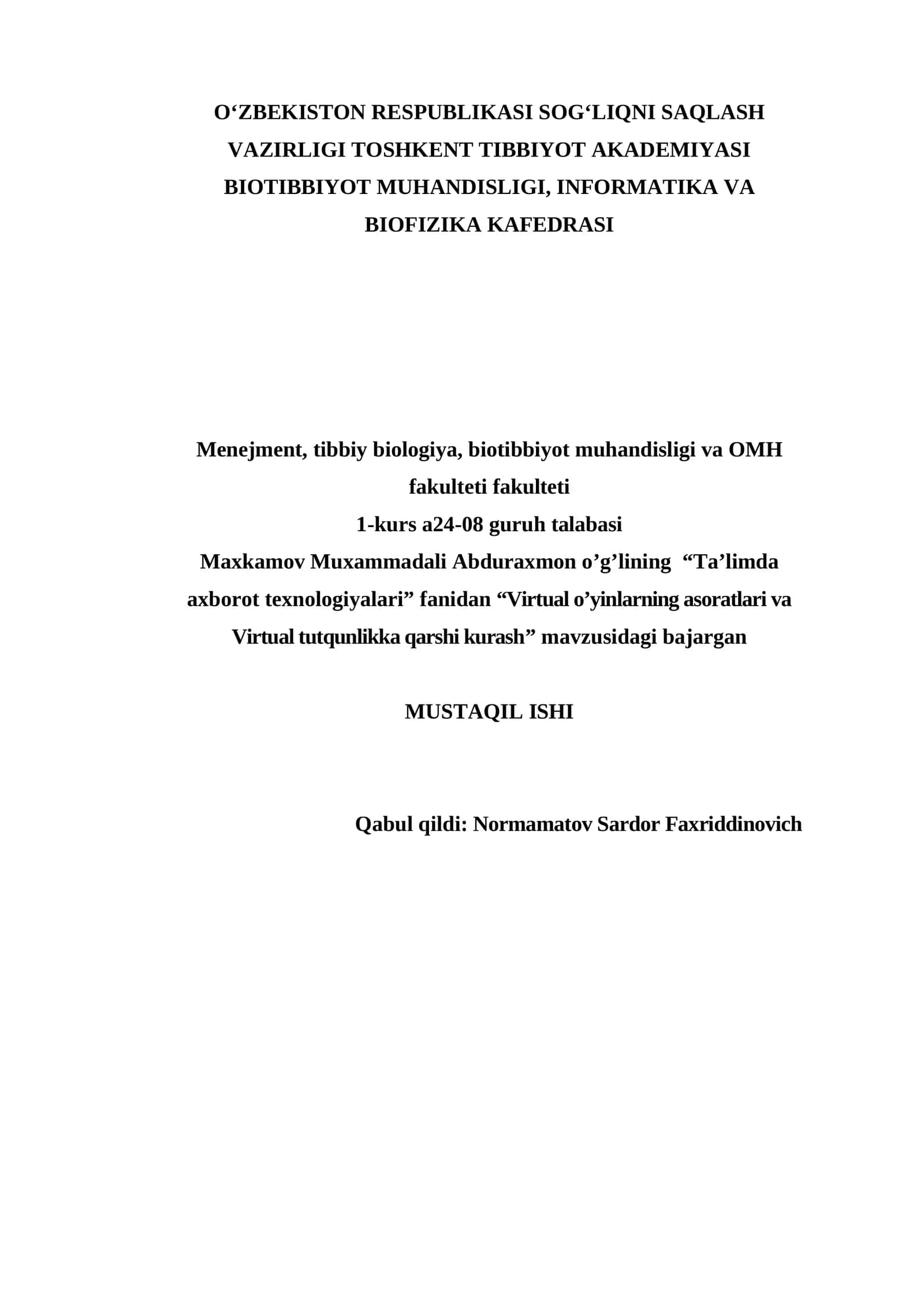 Virtual o’yinlarning asoratlari va Virtual tutqunlikka qarshi kurash 1