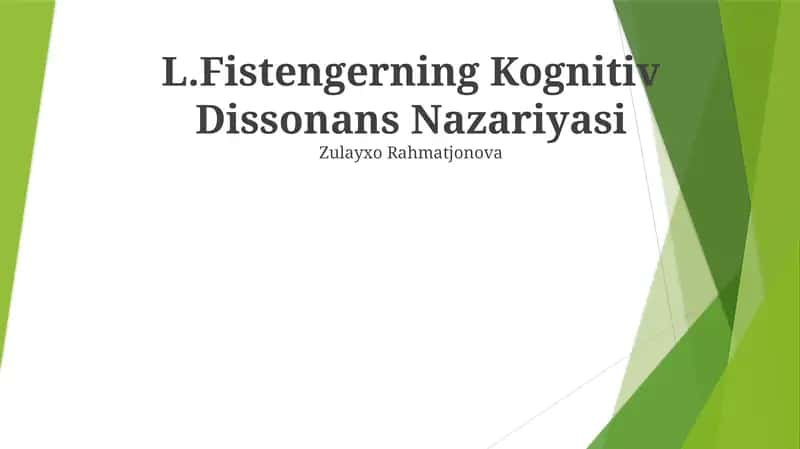 L.Fistengerning Kognitiv Dissonans Nazariyasi 1