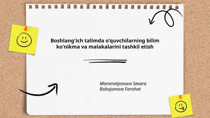 Boshlang'ich talimda o'quvchilarning bilim ko'nikma va malakalarini tashkil etish 1