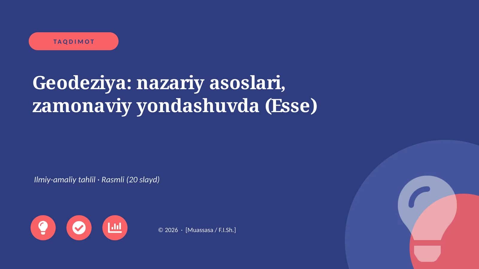Geodeziya: nazariy asoslari, zamonaviy yondashuvda (Esse) 1