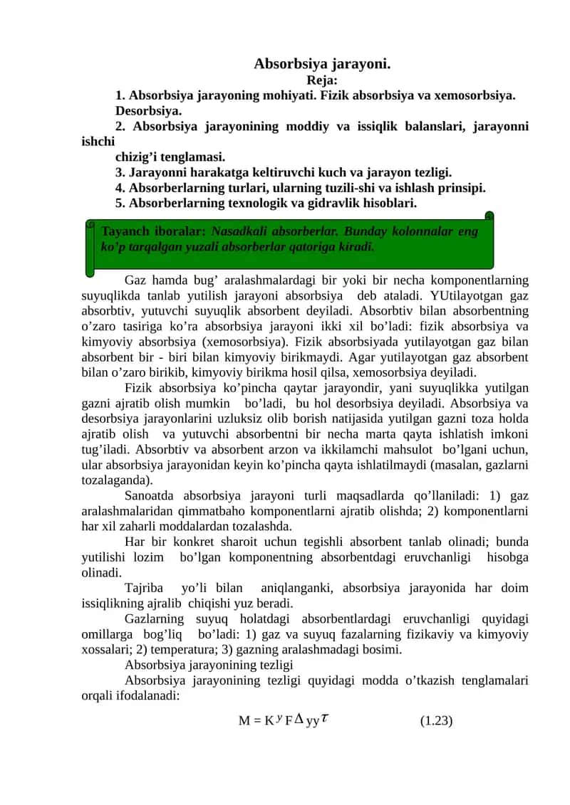 Absorbsiya jarayoni 1