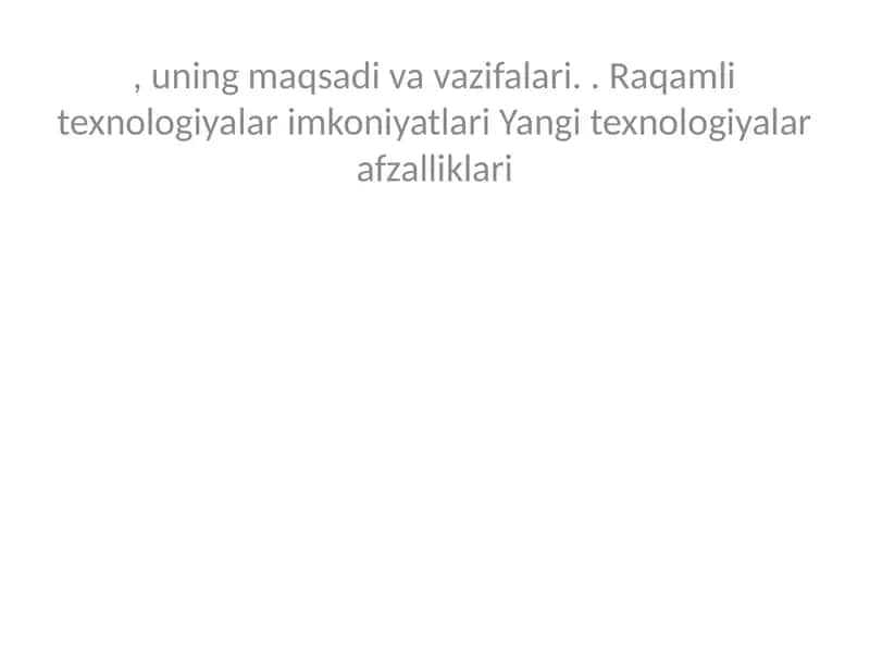Raqamli texnologiyalar (Digital technologies) 1