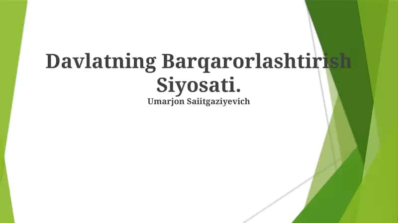 Davlatning Barqarorlashtirish Siyosati 1