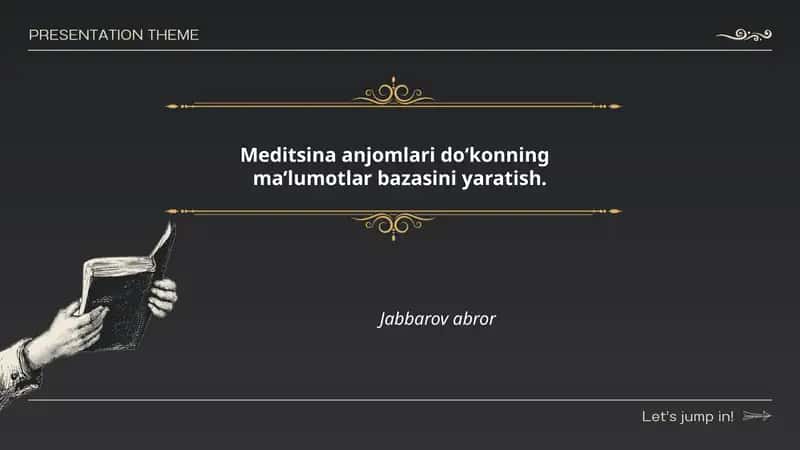Meditsina anjomlari do‘konning ma’lumotlar bazasini yaratish 1