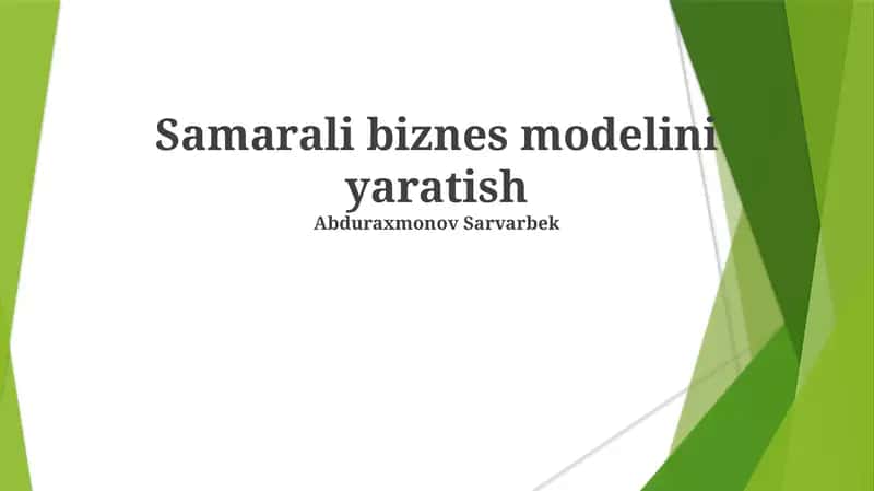 Samarali biznes modelini yaratish 1