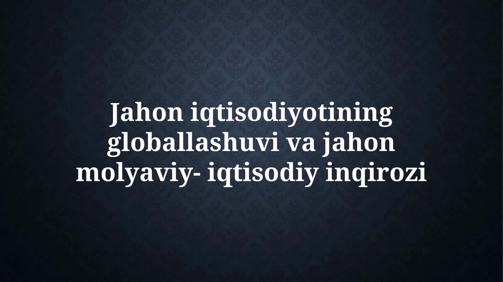 Global moliyaviy inqirozlar 1