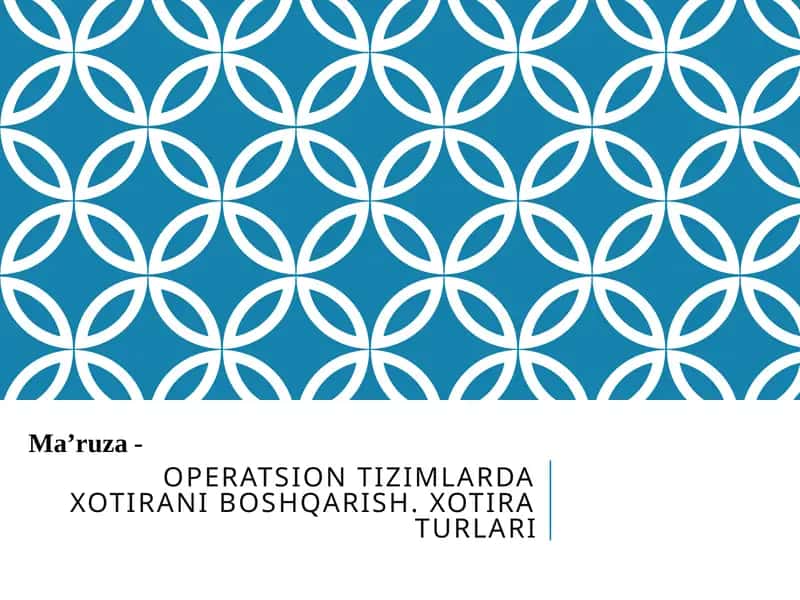 OPERATSION TIZIMLARDA XOTIRANI BOSHQARISH. XOTIRA TURLARI 1