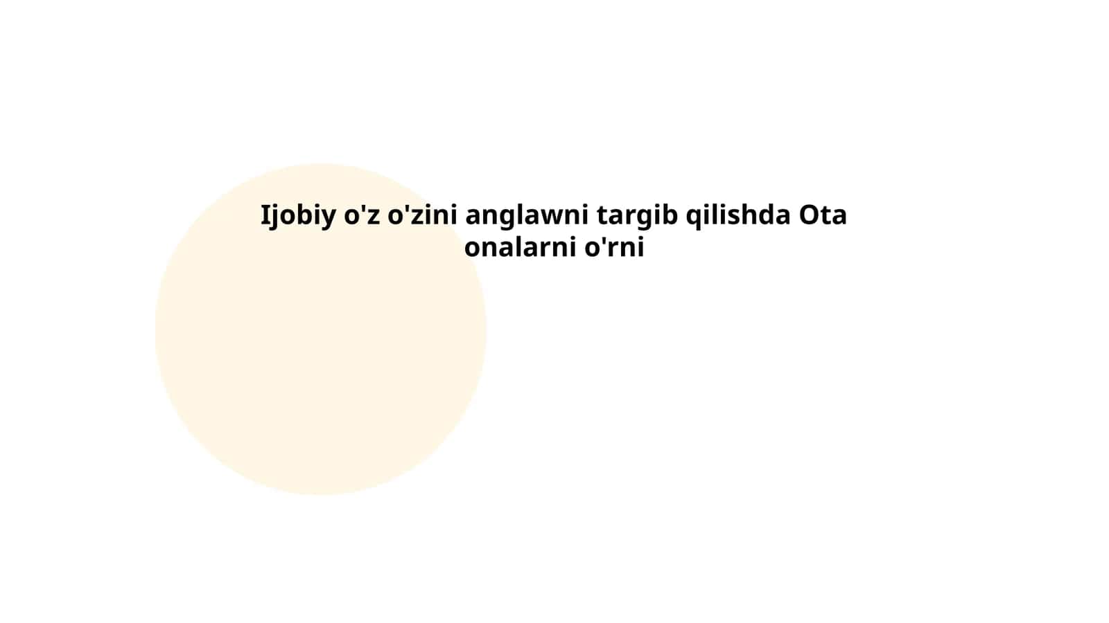 Ijobiy o'z o'zini anglawni targib qilishda Ota onalarni o'rni 1