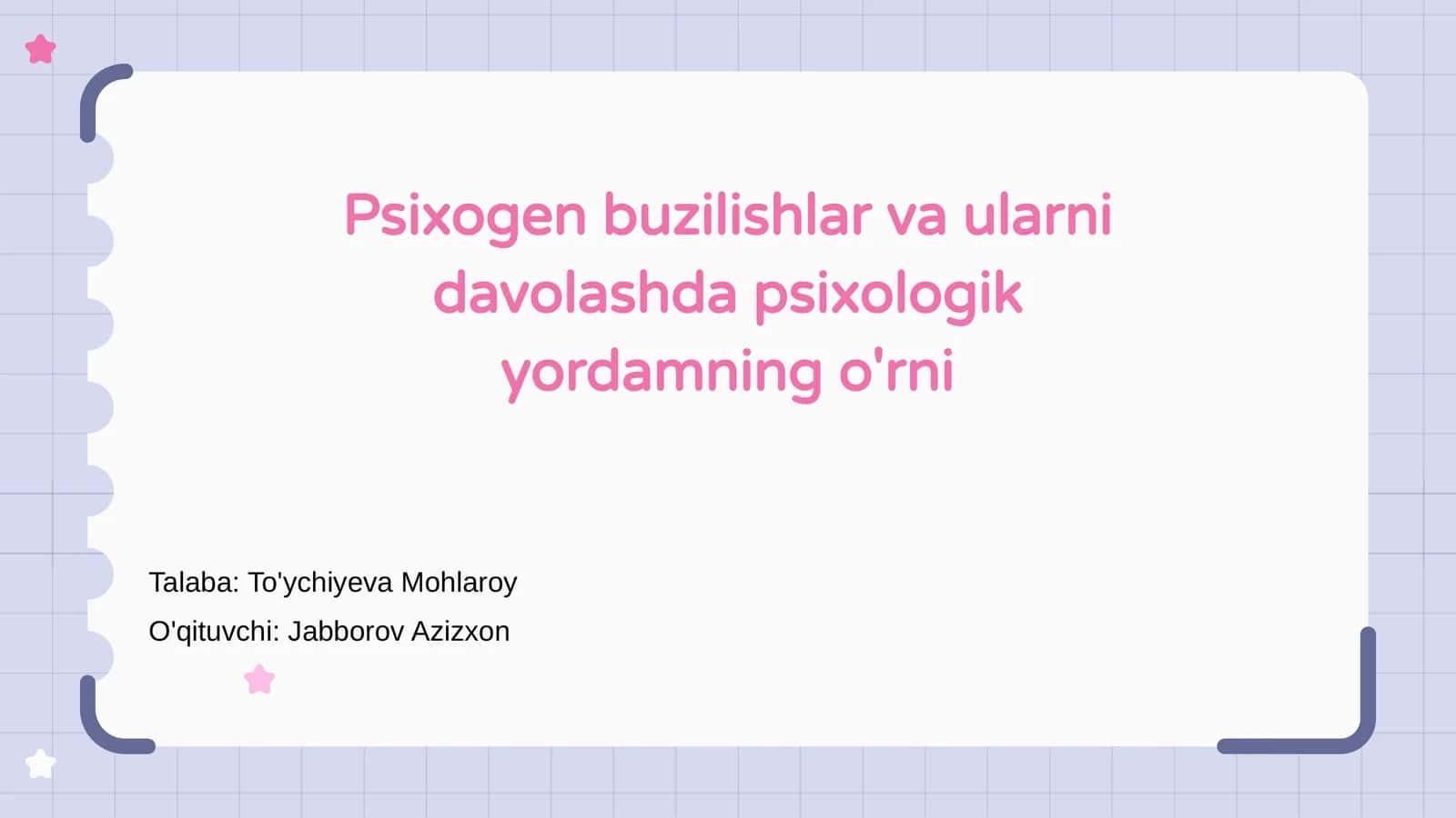 Psixogen buzilishlar va ularni davolashda psixologik yordamning o'rni 1