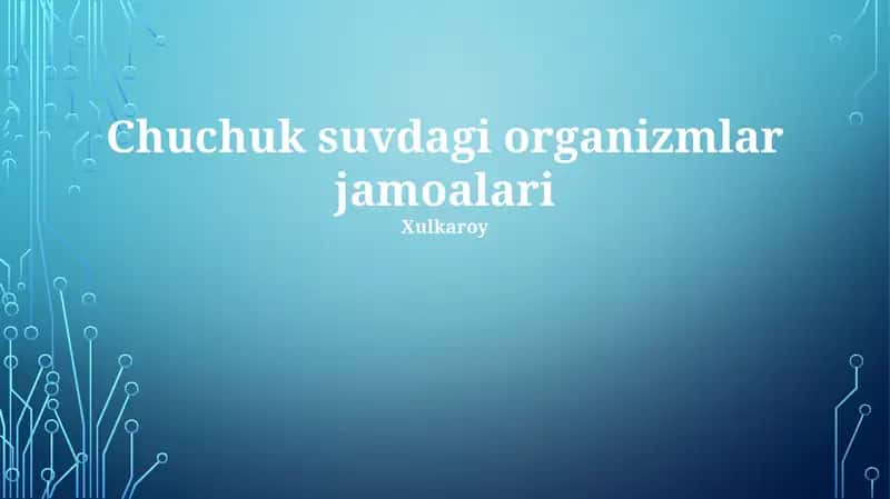 Chuchuk suvdagi organizmlar jamoalari 1