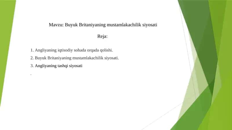 Buyuk Britaniyaning mustamlakachilik siyosati 1