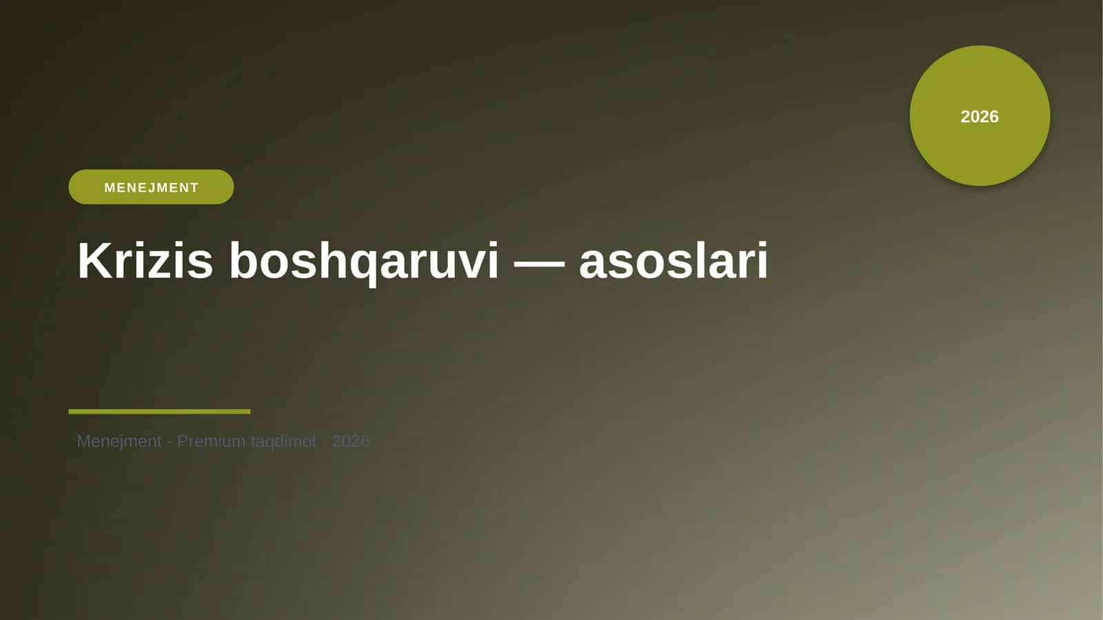 Krizis boshqaruvi — asoslari 1
