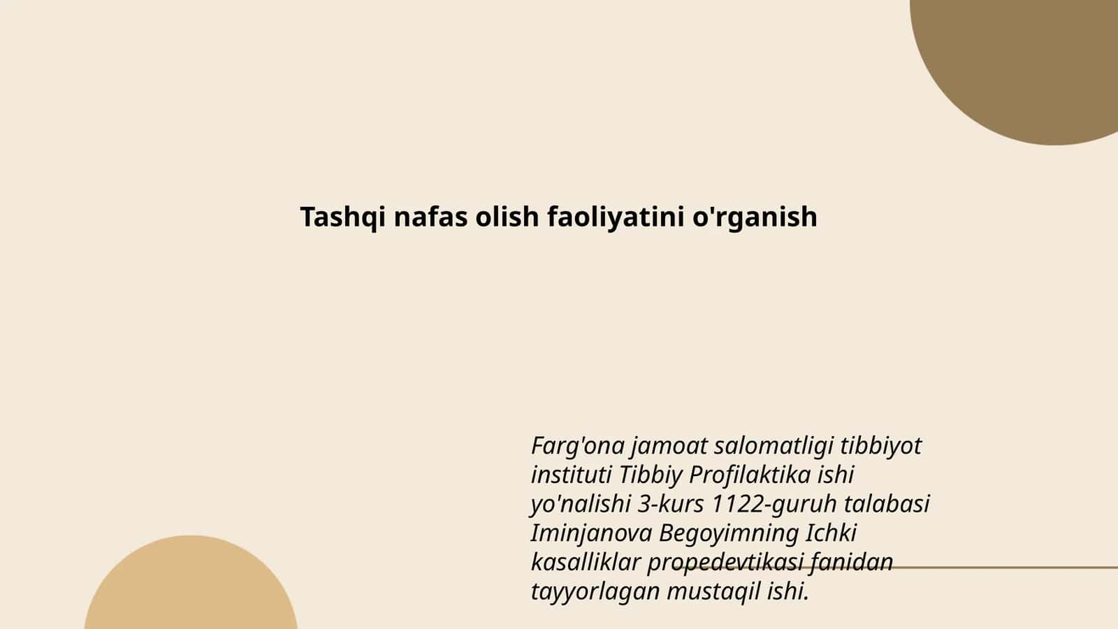 Tashqi nafas olish faoliyatini o'rganish 1