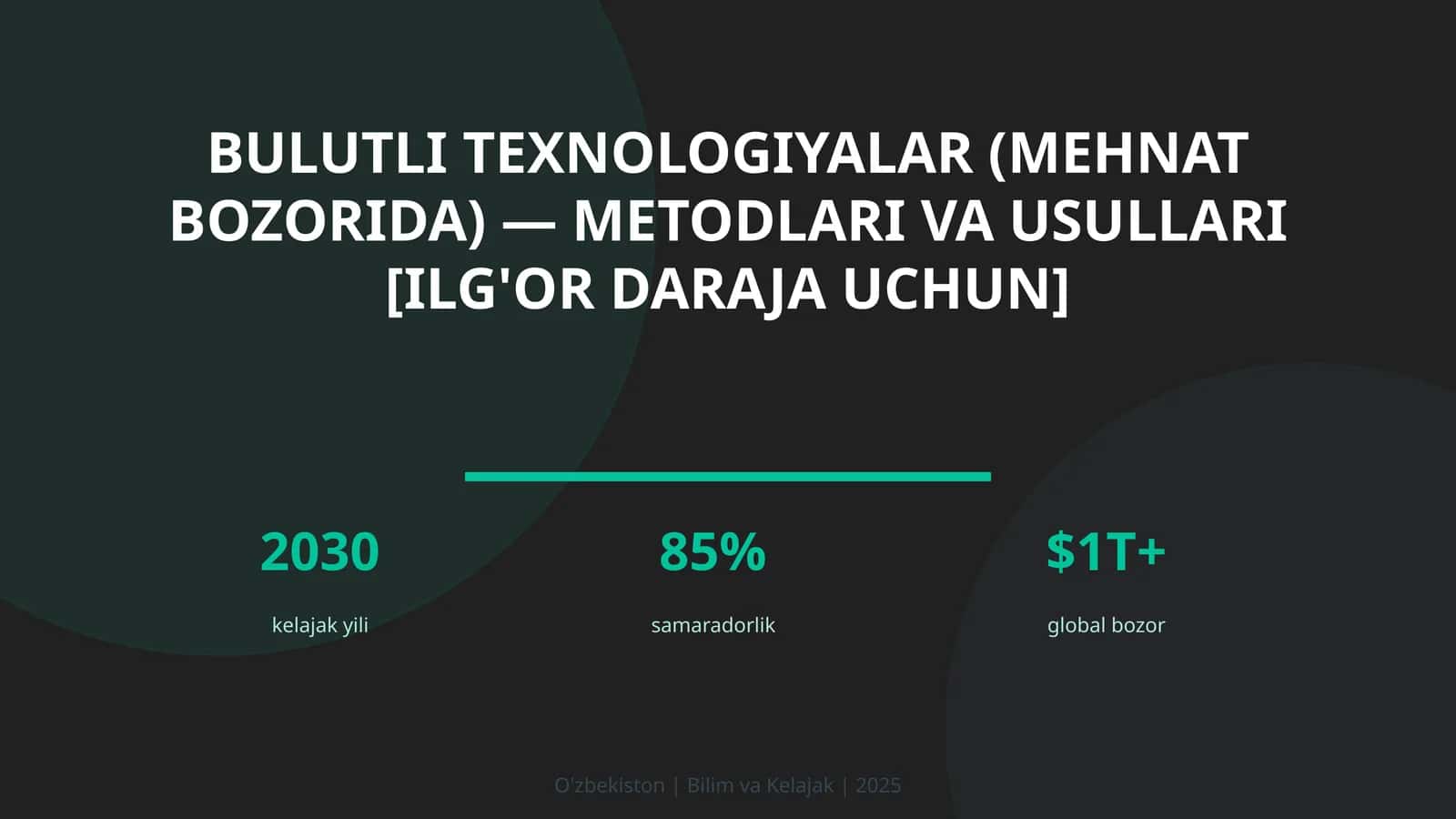Bulutli texnologiyalar (mehnat bozorida) — metodlari va usullari [ilg'or daraja uchun] 1