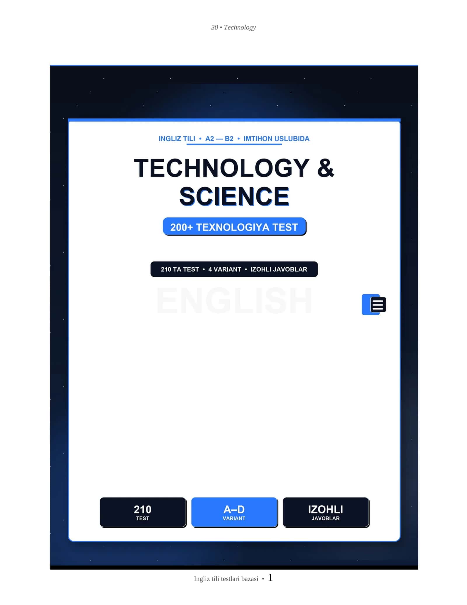 INGLIZ TILI TECHNOLOGY & SCIENCE 1