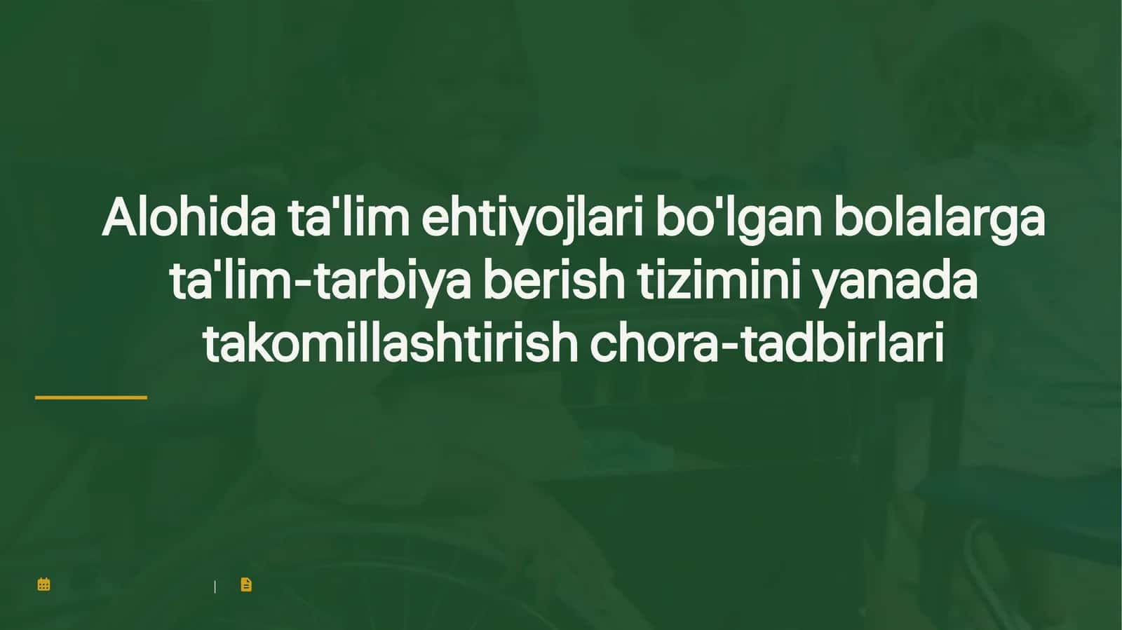 Alohida ta'lim ehtiyojlari bo'lgan bolalarga ta'lim-tarbiya berish tizimini yanada takomillashtirish chora-tadbirlari 1