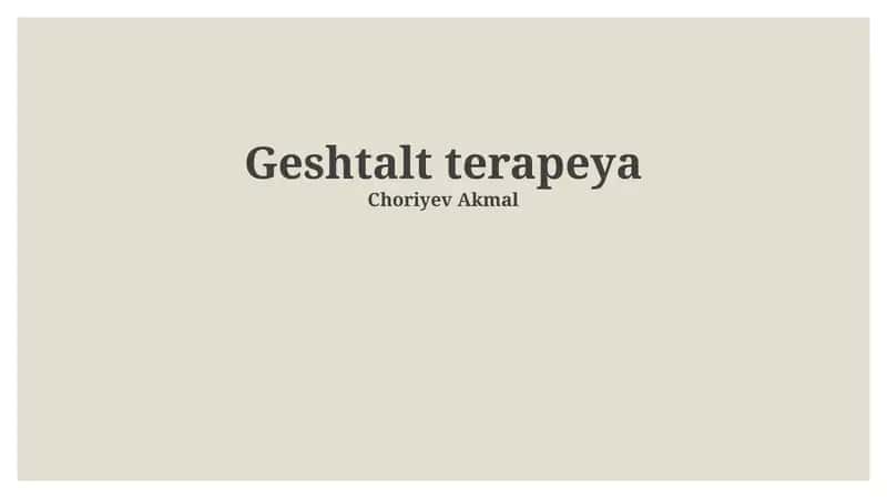 Gestalt Terapiyasi 1