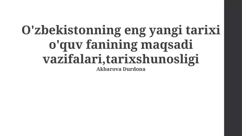 O'zbekistonning eng yangi tarixi 1