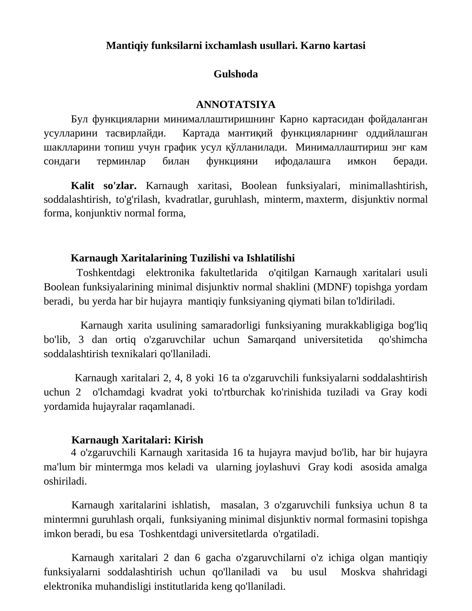 Karno kartasi 1