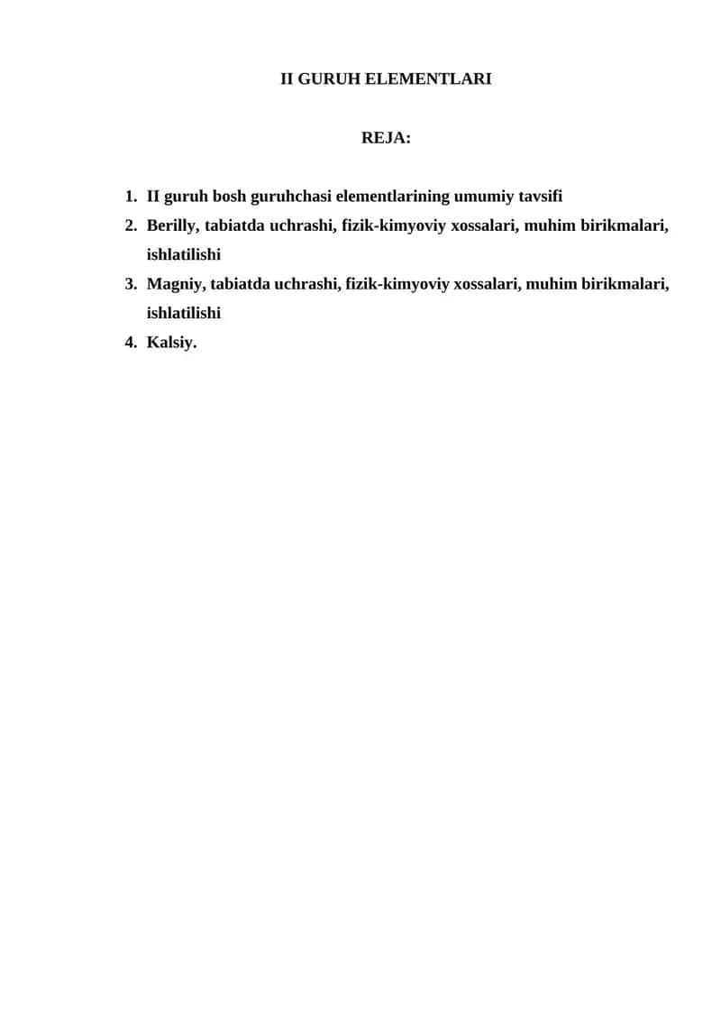 II GURUH ELEMENTLARI 1