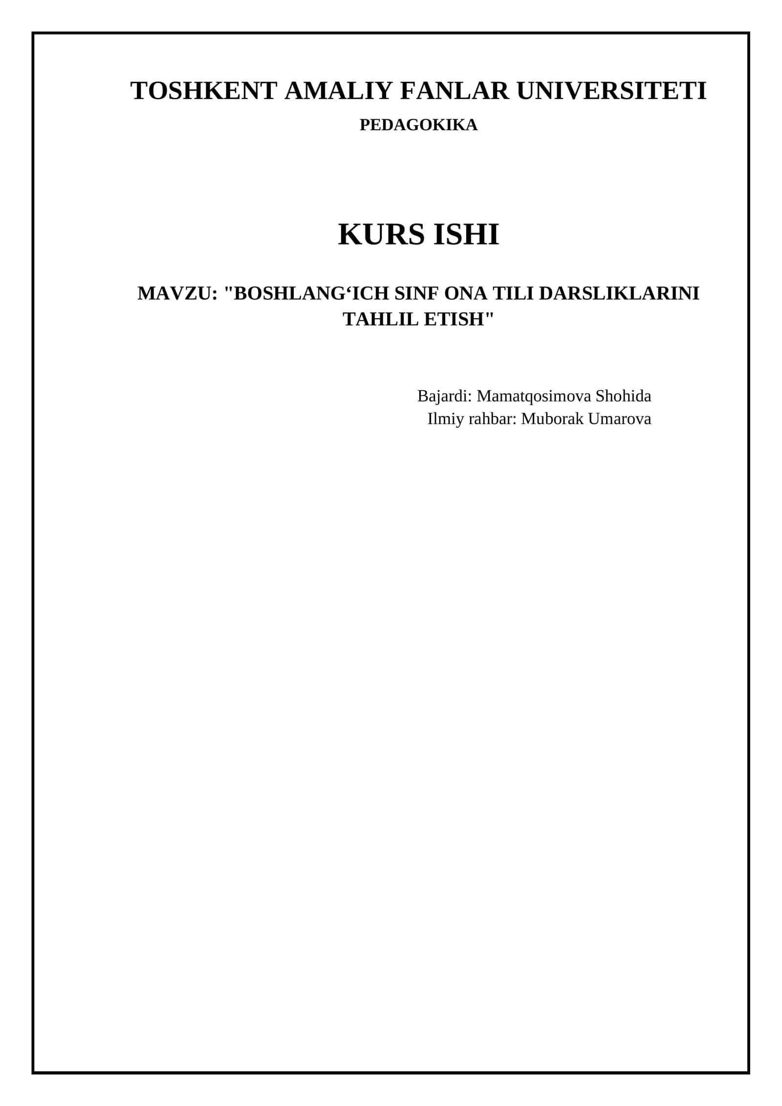 BOSHLANGʻICH SINF ONA TILI DARSLIKLARINI TAHLIL ETISH 1