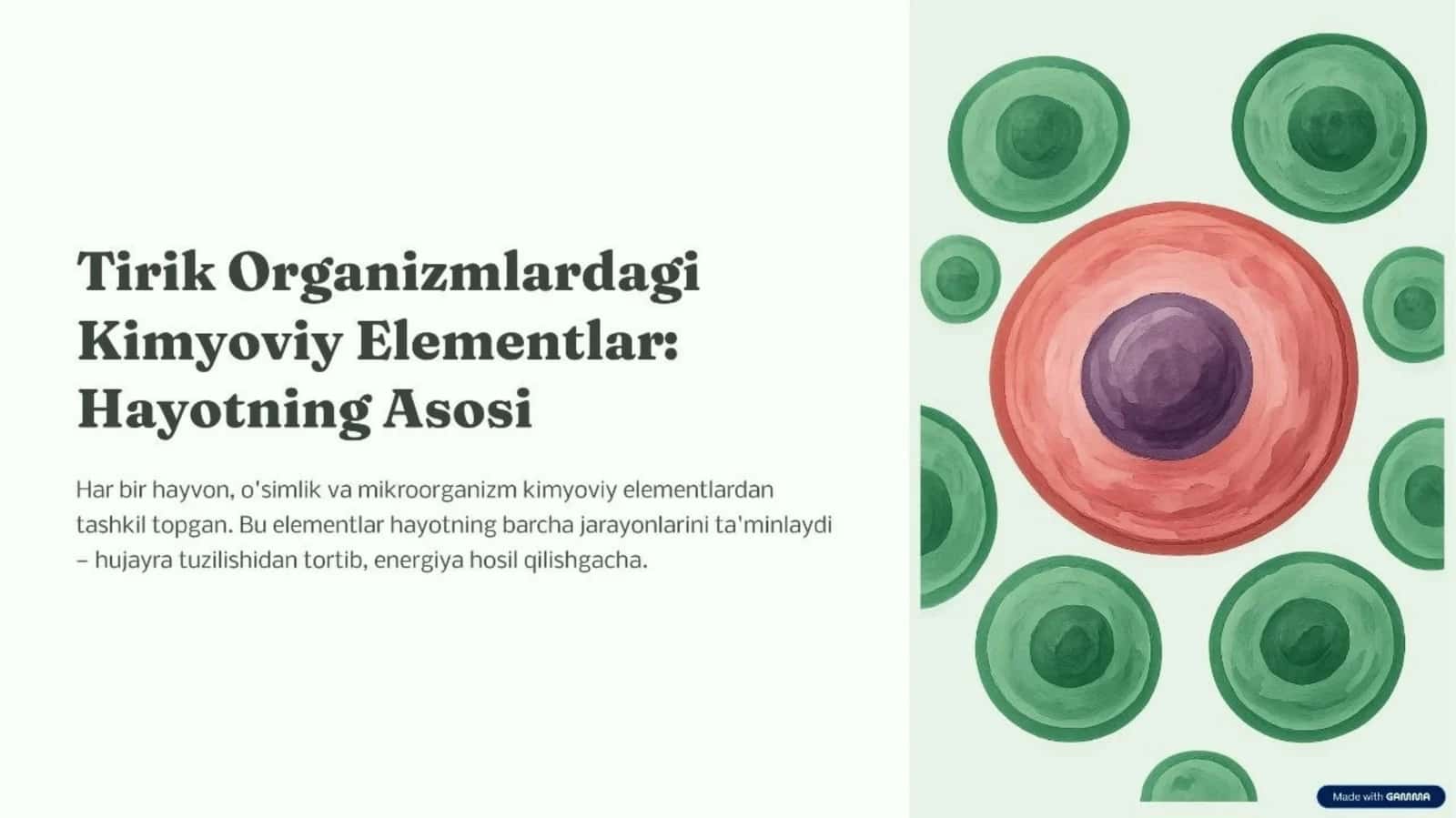 Tirik organizmdagi kimyoviy elementlar 1