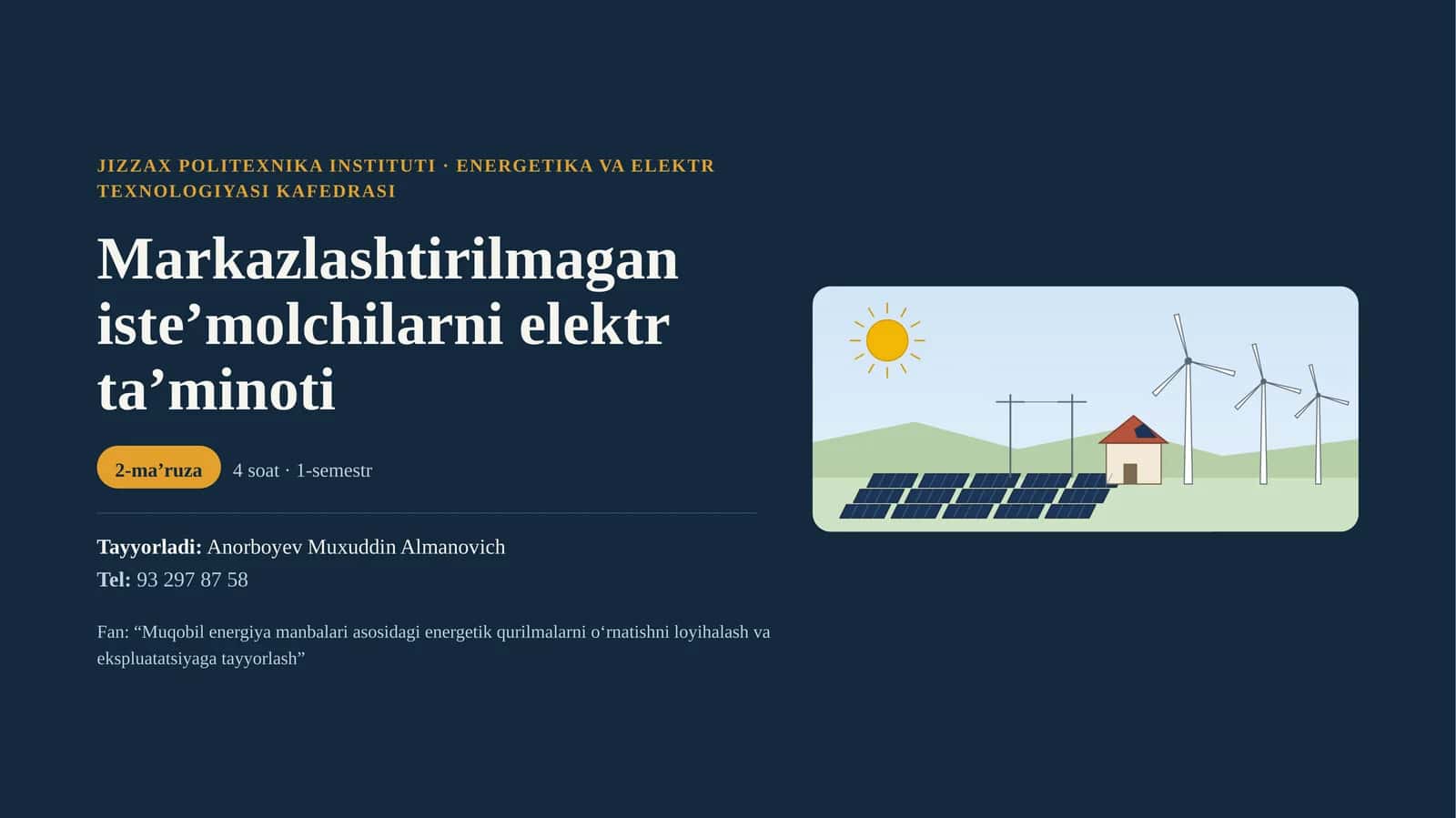 Markazlashtirilmagan iste’molchilarni elektr ta’minoti 1
