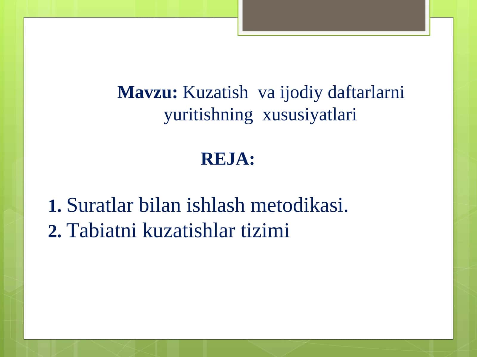 Kuzatish va ijodiy daftarlarni yuritishning xususiyatlari 1