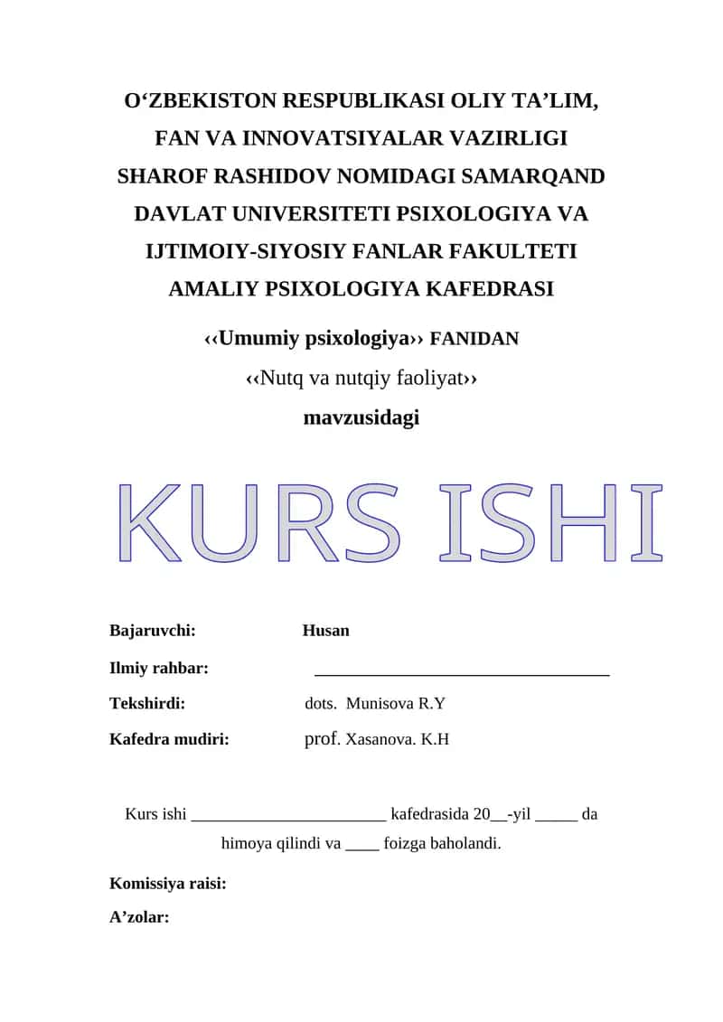 Nutq va nutqiy faoliyat kurs ishi 1