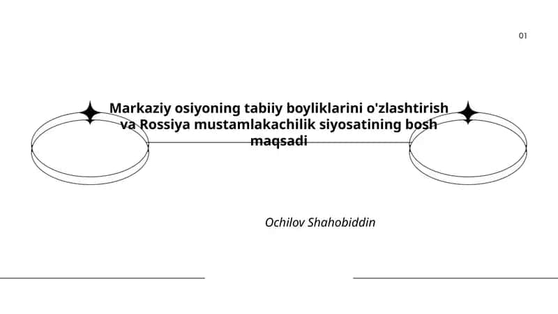 Markaziy Osiyoning tabiiy boyliklarini o'zlashtirish va Rossiya mustamlakachilik siyosatining bosh maqsadi 1