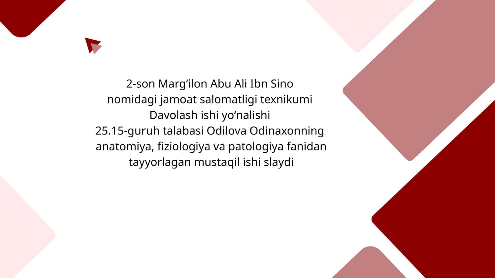 2-son Margʻilon Abu Ali Ibn Sino nomidagi jamoat salomatligi texnikumi 1