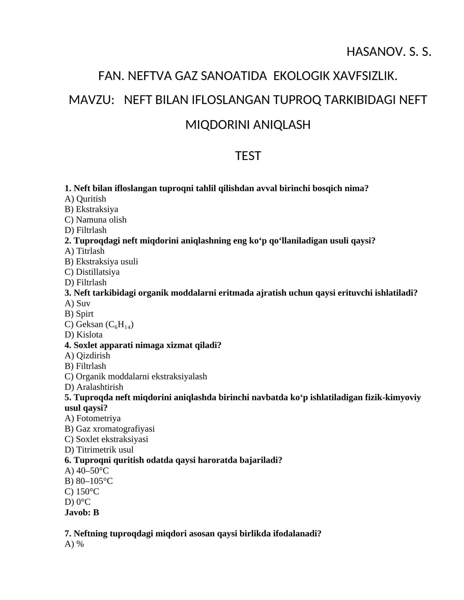 FAN. NEFTVA GAZ SANOATIDA EKOLOGIK XAVFSIZLIK 1