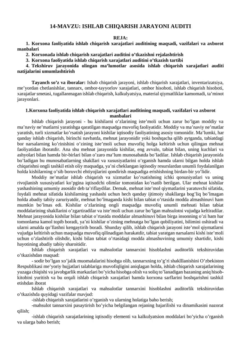 ISHLAB CHIQARISH JARAYONI AUDITI 1