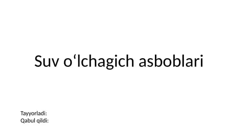 Suv oʻlchagich asboblari 1