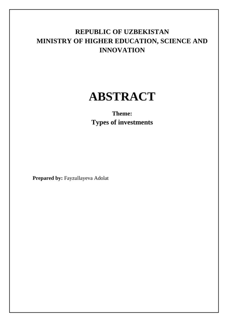 Types of investments 1