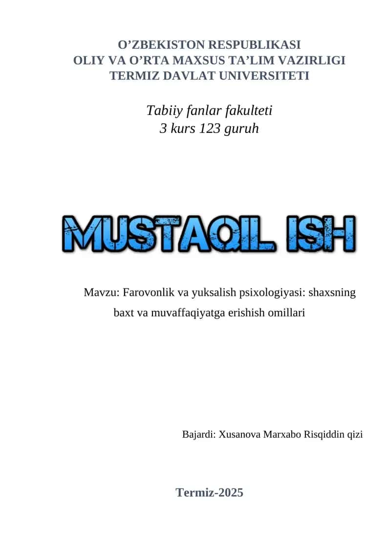 Farovonlik va yuksalish psixologiyasi 1